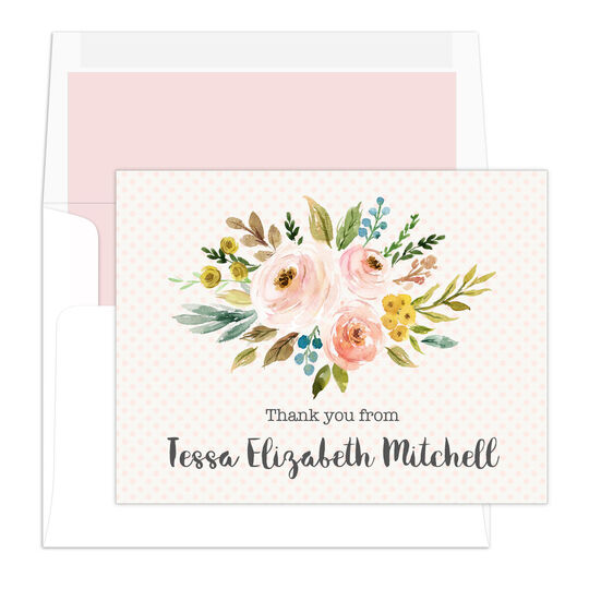 Floral Bunch Folded Thank You Note Cards